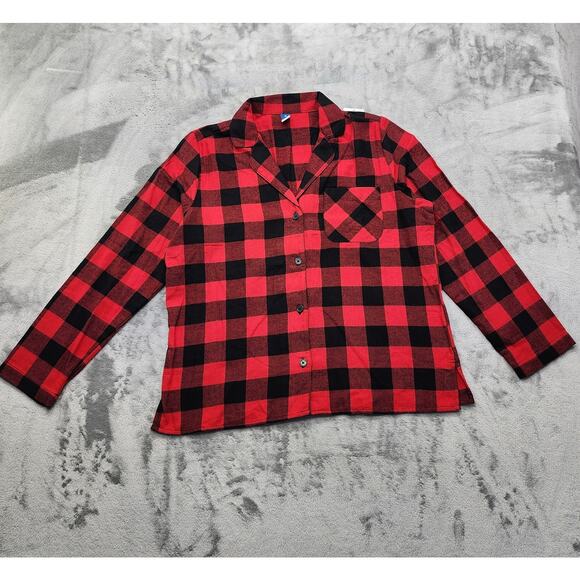 Old Navy Other - NEW Old Navy Pajama Top Womens M Red Black Buffalo Check Flannel Long Sleeves
